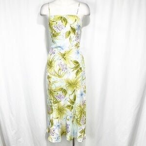 Rickie Freeman Teri Jon Nites Floral MIDI Slip Dress silk Green size 6